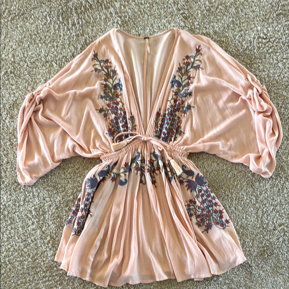 Floral Embroidered Pink Mini Dress